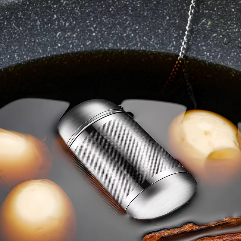 Infusor de té de acero inoxidable con gancho de cadena y tapa, colador de malla fina para hojas sueltas