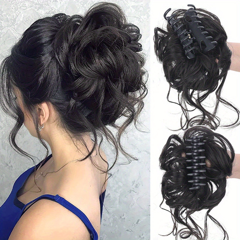 Women's Synthetic Hair Bun Claw Clip for Updos and Styling