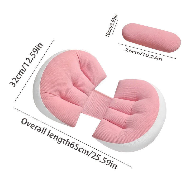 Homiladorlik uchun U-shaklid pillow, yon bilan yotishda to‘liq tanani qo‘llab-quvvatlash, yuviladigan emizikli pillow bilan