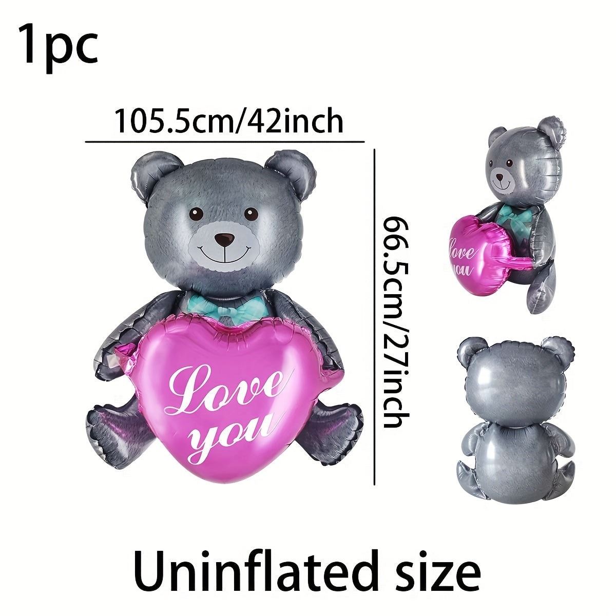 27-Inch Valentine's Day Teddy Bear and Heart Balloon Gift for All Ages