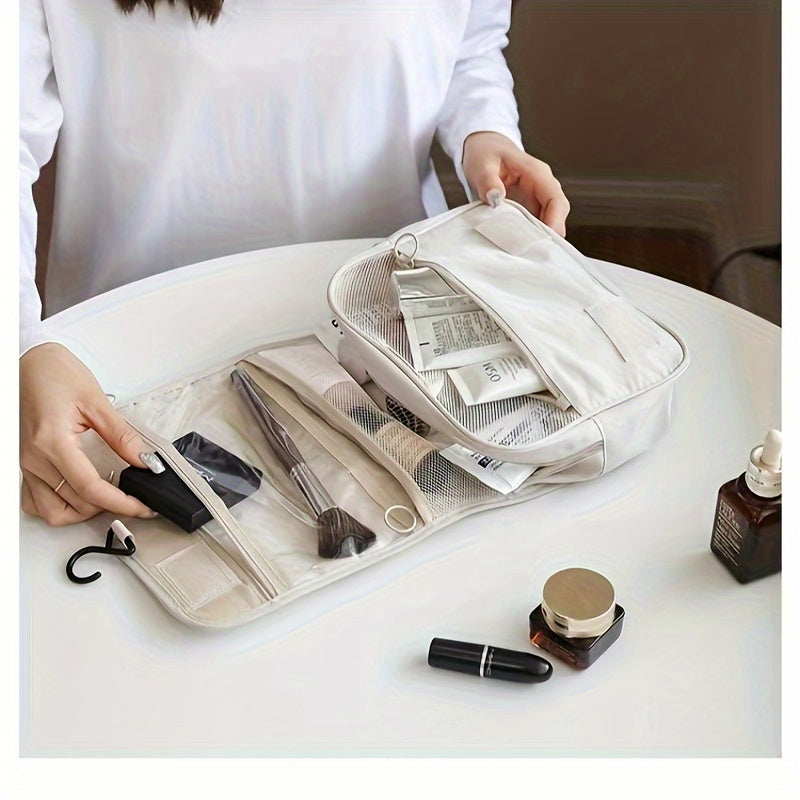 Women's Large Capacity Water-Resistant Makeup Bag With Hanging Hook Organizer