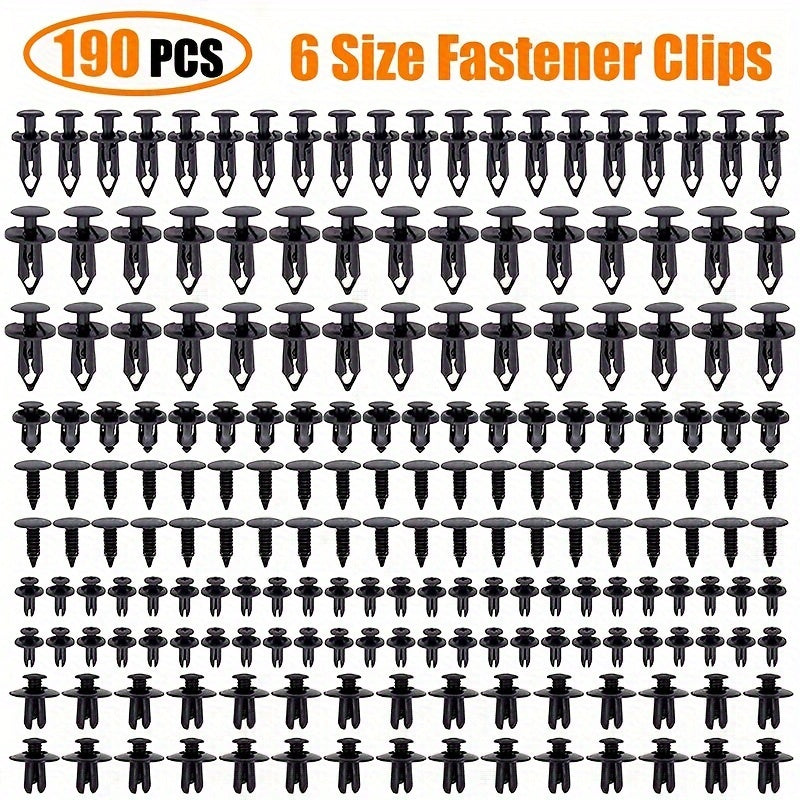 190 Pcs Auto Fastener Clips ABS Plastic Rivet Set for Car Bumpers and Mud Flaps