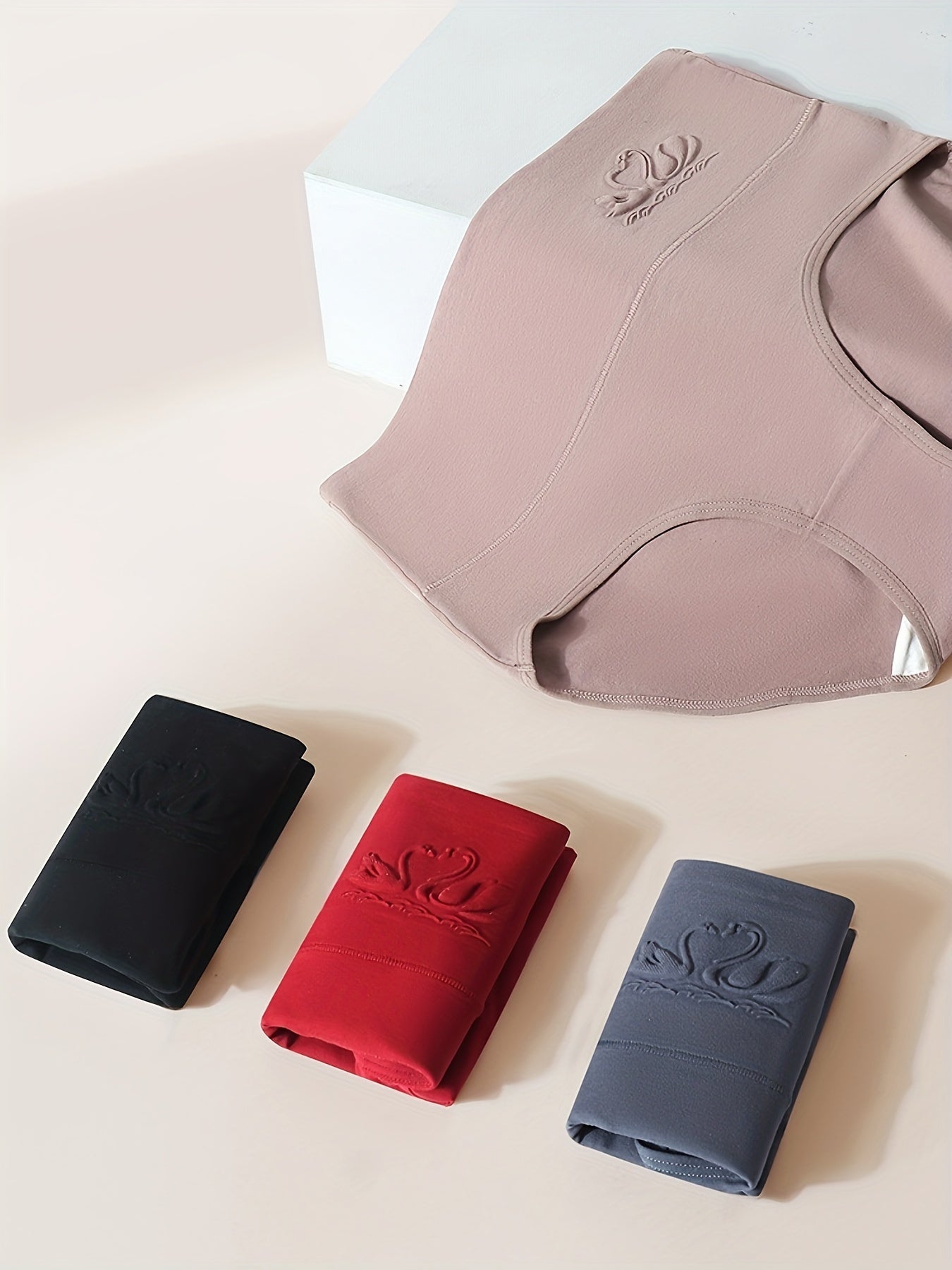 Pack de 4 braguitas de algodón transpirable de cintura alta para mujer