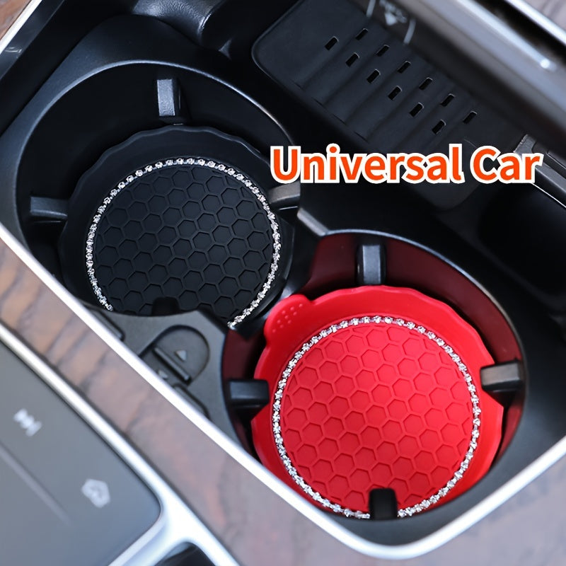 2 Pack Crystal Rhinestone Car Cup Coasters Non-Slip Easy-Clean Drink Holders
