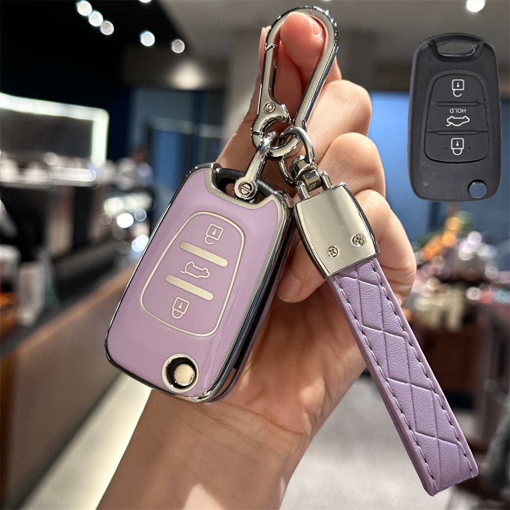 Car Key Shell Cover with Keychain TPU Remote Protector for Honda Kia Models