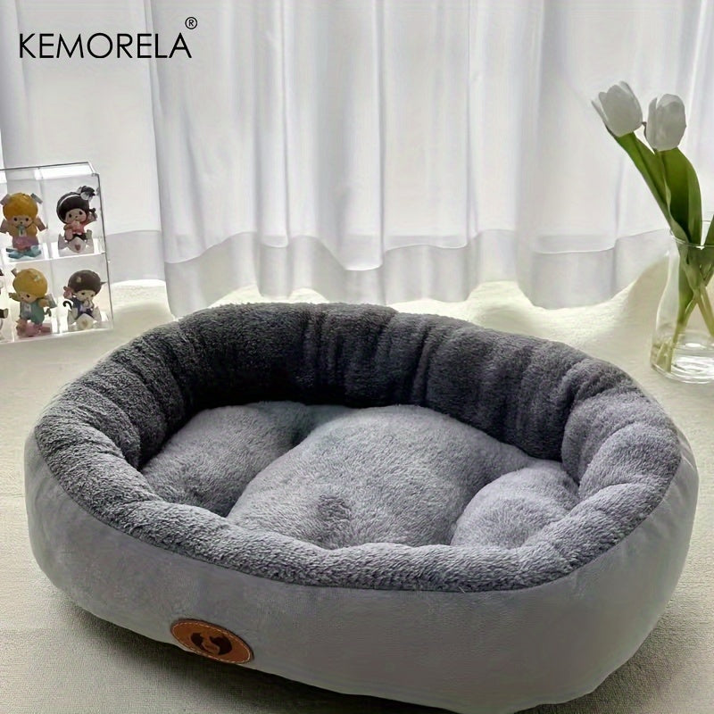 Classic Plush Pet Bed for Small to Large Pets, Thick Round Nest with Warm Deep Sleep Mat