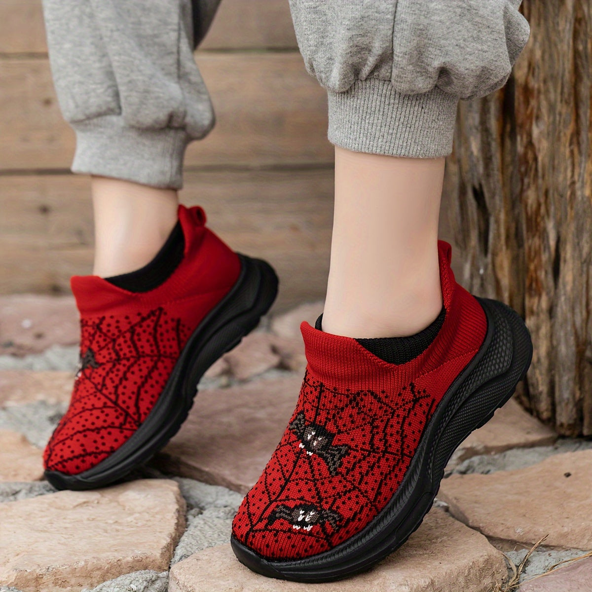 Детские кроссовки-эспандеры с вышивкой в виде паутины, повседневные легкие спортивные туфли с кисточкой и дышащей тканью