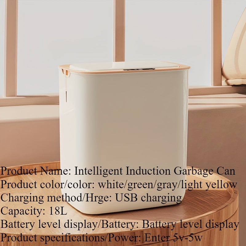 Har qanday xona uchun infraqizil induksiyali, USB orqali zaryadlanadigan va avtomatik qopqoq ochilishi bilan jihozlangan aqlli 18L axlat qutisi.