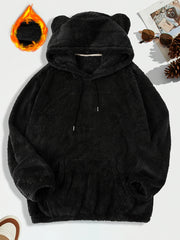 Men's Plus Size Solid Color Polyester Hoodie with Pocket Long Sleeve Casual Regular Fit