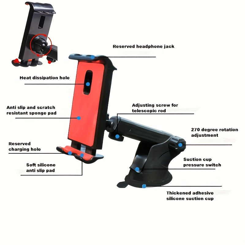 Universal Adjustable Tablet and Phone Car Holder Stand for 10-26 Cm Devices