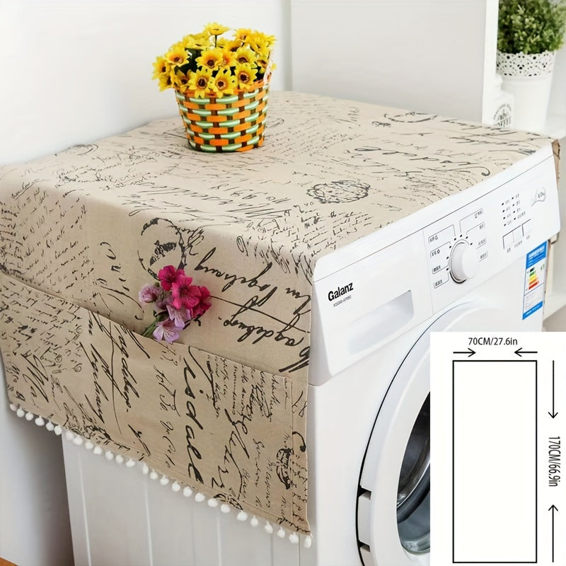Gray Polyester Geometric Appliance Cover for Refrigerator and Washing Machine Dustproof