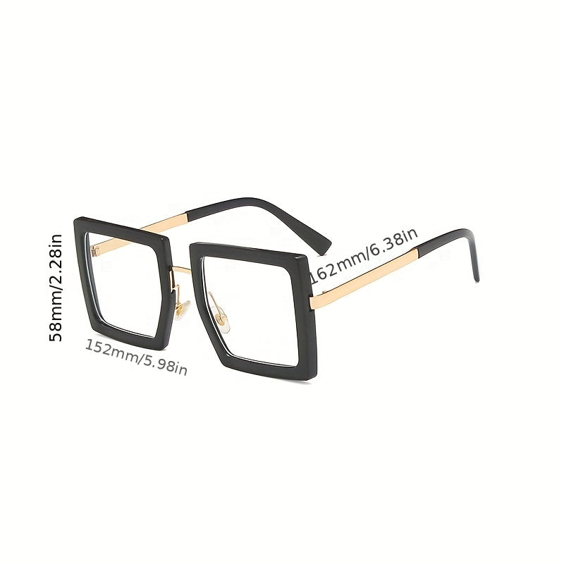 Uniseks katta kvadrat shaffof linzali ko‘zoynaklar Y2K moda kompyuter ko‘zoynaklari