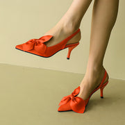 Women's High Heel Shoes Stiletto Heels Pointed Toe Ankle Strap Bowknot Fabric