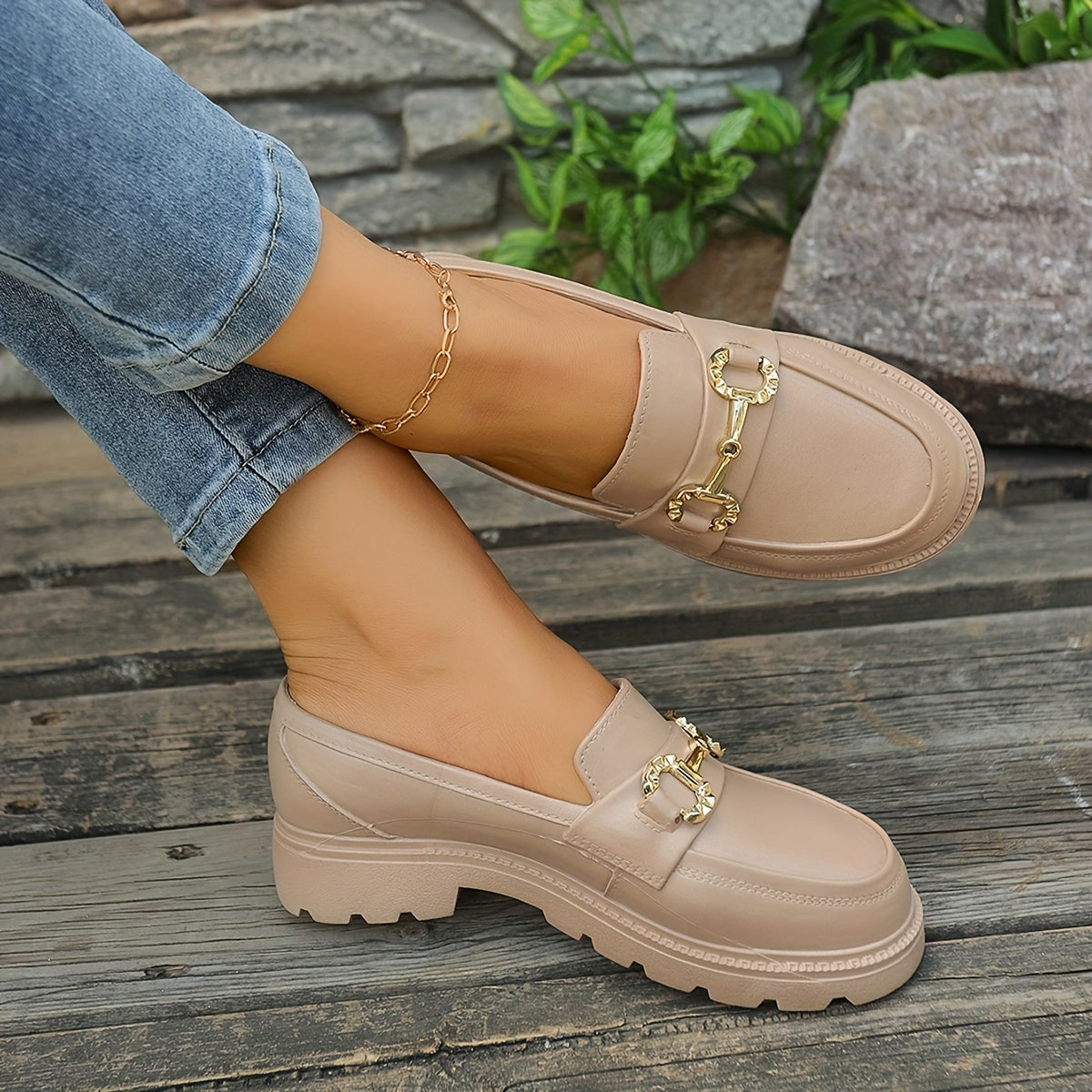 Women’s Summer Slip-On Loafers Cushioned Insole Metallic Accents