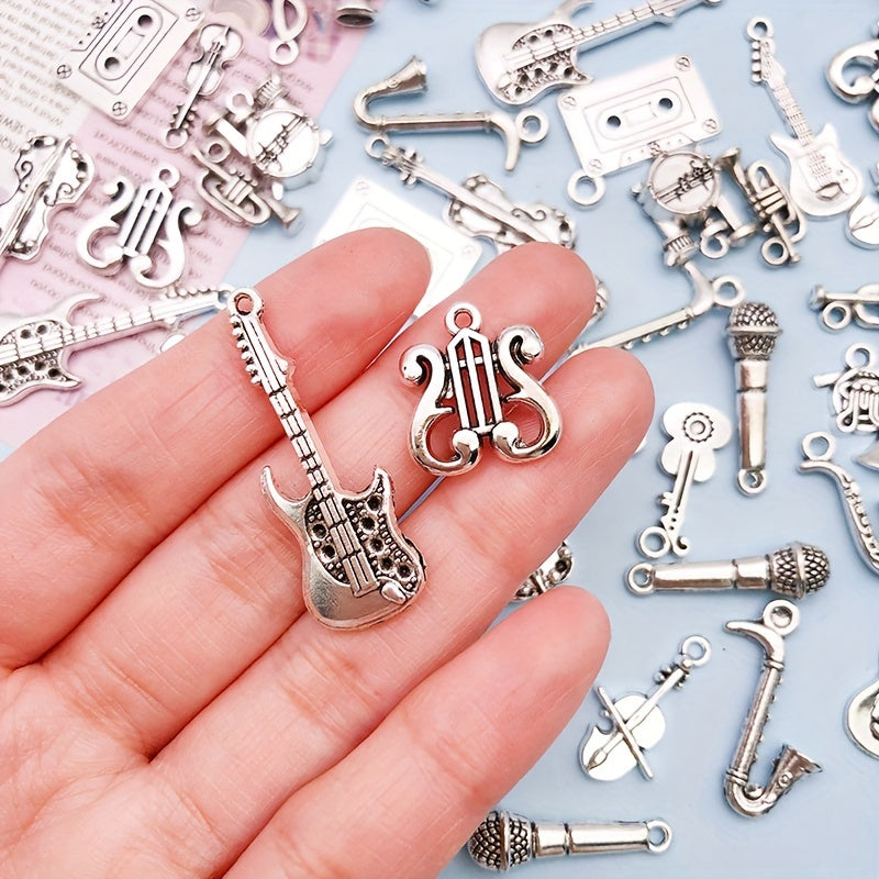 50 Pieces Antique Silver Music Instrument Pendants for Jewelry Making