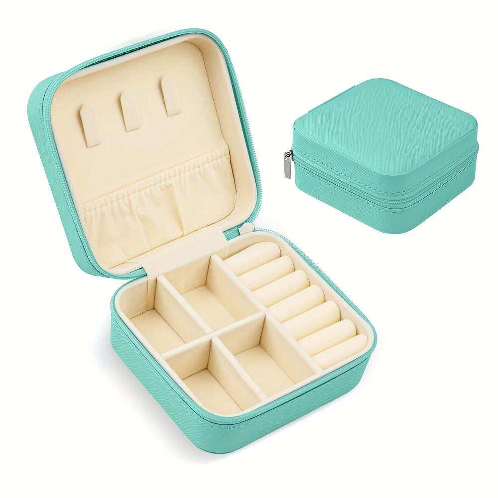 Органайзер для ювелирных украшений в дорожной сумке с молнией, роликом для колец и съемным лотком