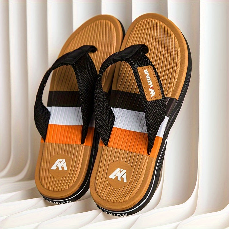 Men's Color Block Flip Flops Non-Slip Rubber Sole Casual Indoor Beach Summer