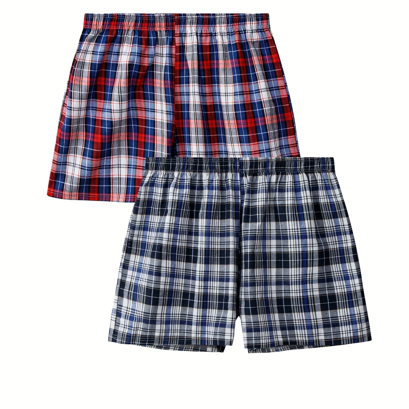 Men's Checkered Cotton Boxer Shorts Loose Fit for Home Leisure