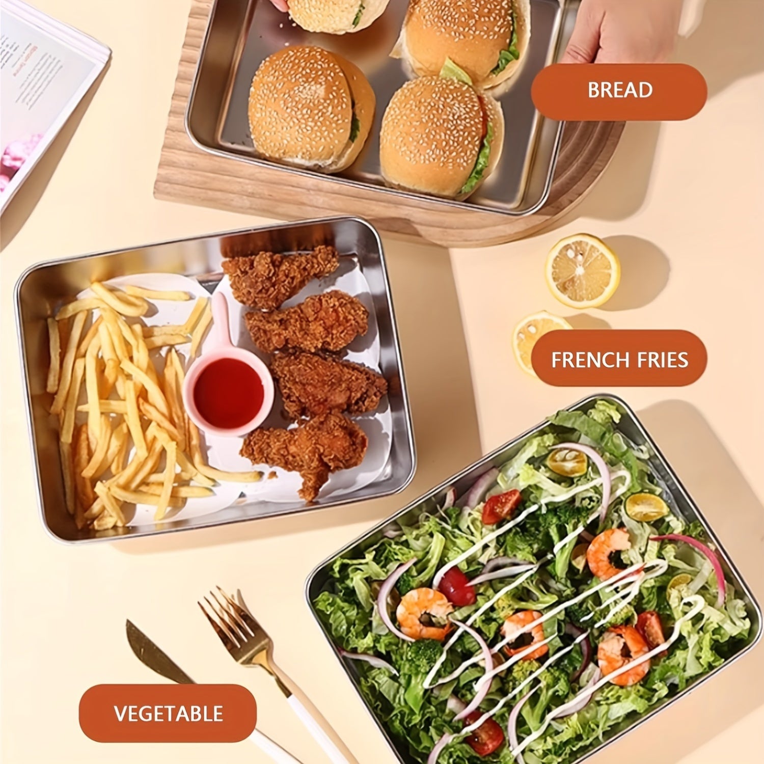 5pcs Stainless Steel Food Storage Containers with Clear Lids Leak-Proof Stackable