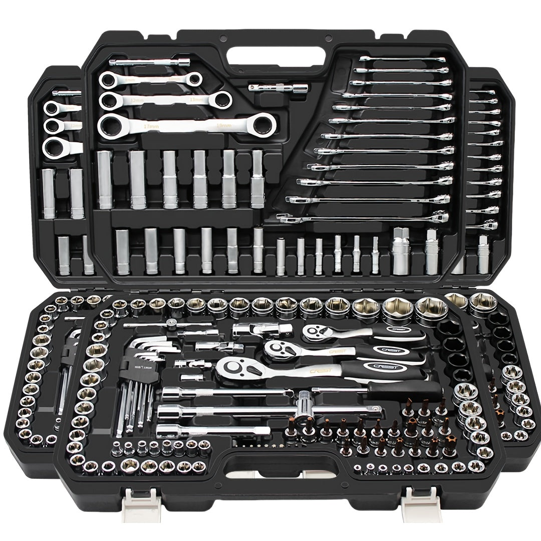 Juego de llaves de vaso de 46 piezas, juego de herramientas con carraca de 1/4 de pulgada para coche y bicicleta