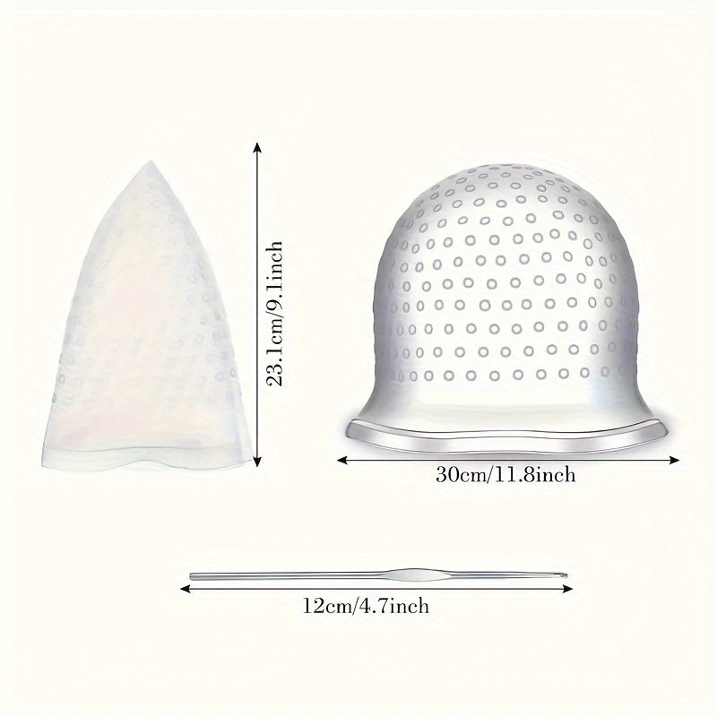 Reusable Hair Coloring Highlighting Cap with Metal Hook and Gloves for Normal Hair