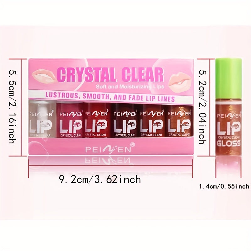 Set de 6 glosses labiales transparentes para mujer, a prueba de agua, de larga duración, tonos naturales