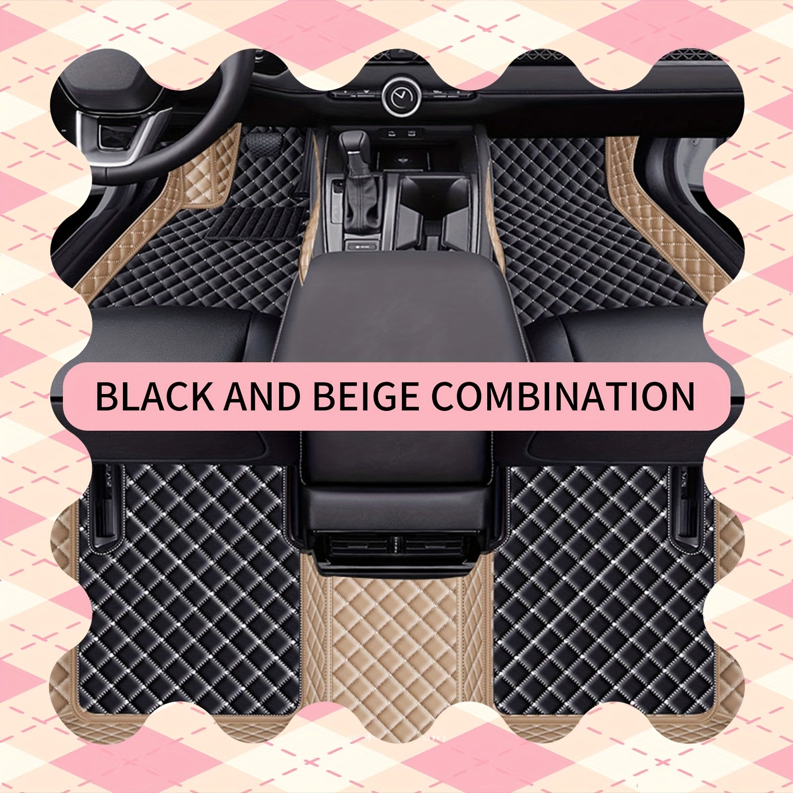 Car Faux Leather Mat Set All-Season Non-Slip Easy to Clean Durability