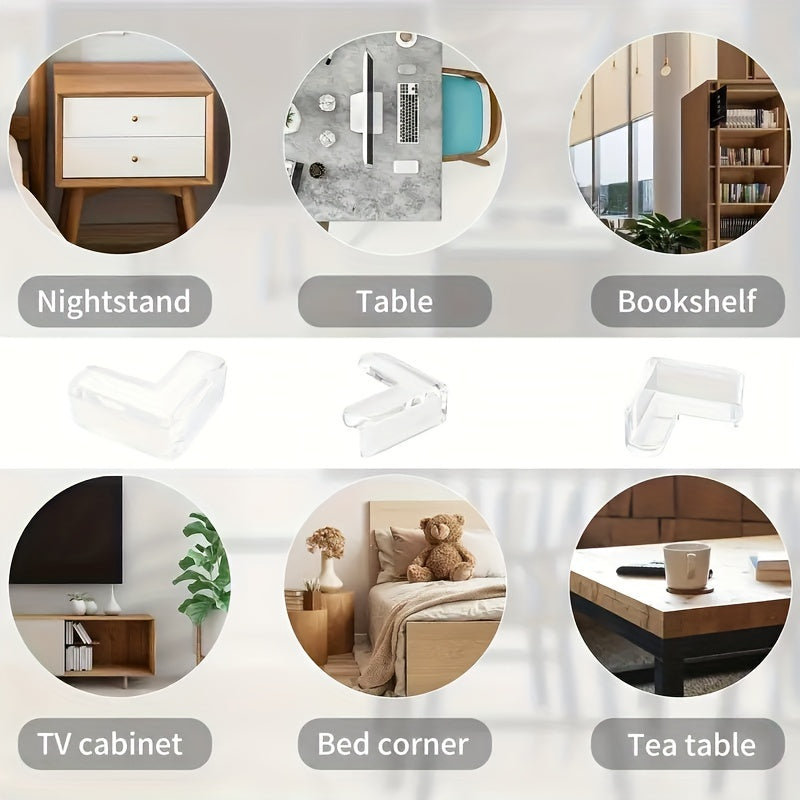L-Shaped Transparent Table Corner Protectors for Furniture Safety 6 Pack