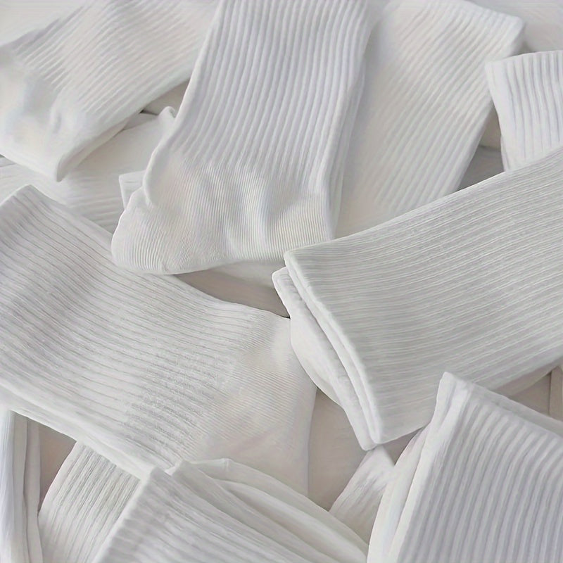 10 Pairs White Sports Socks Breathable Moisture-Wicking All-Season for Men Women