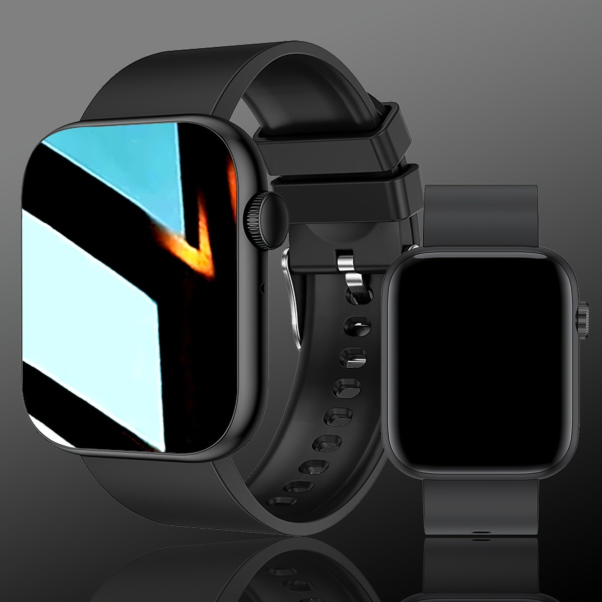 Women's Smartwatch with Call Text HD Touchscreen Wireless Connectivity Silicone Band Square Design