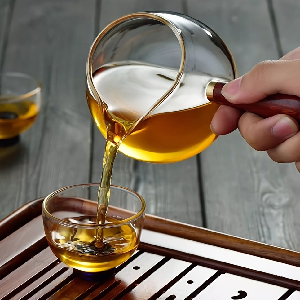 Clear Glass Espresso Pot with Wooden Handle for Coffee and Milk Heating