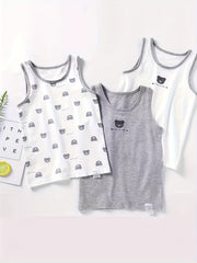 Kids' Cotton Animal Print Strapless Vests Set of 3 Casual Knit for Children