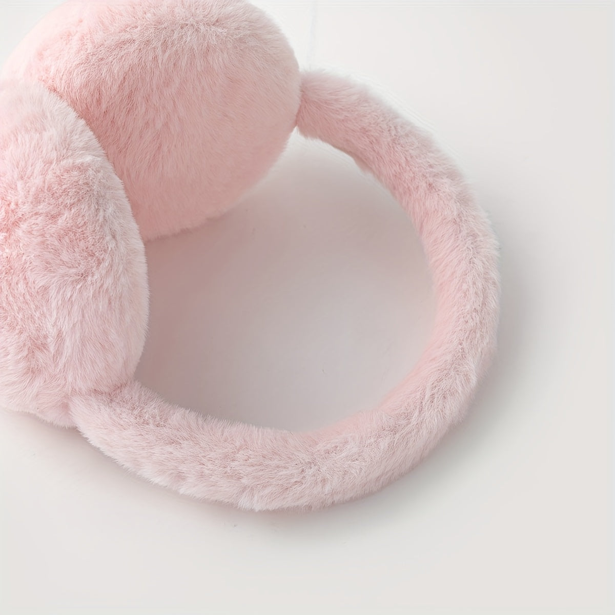 Pink Heart Plush Earmuffs Warm Cozy Winter Ear Protection for Outdoor Use