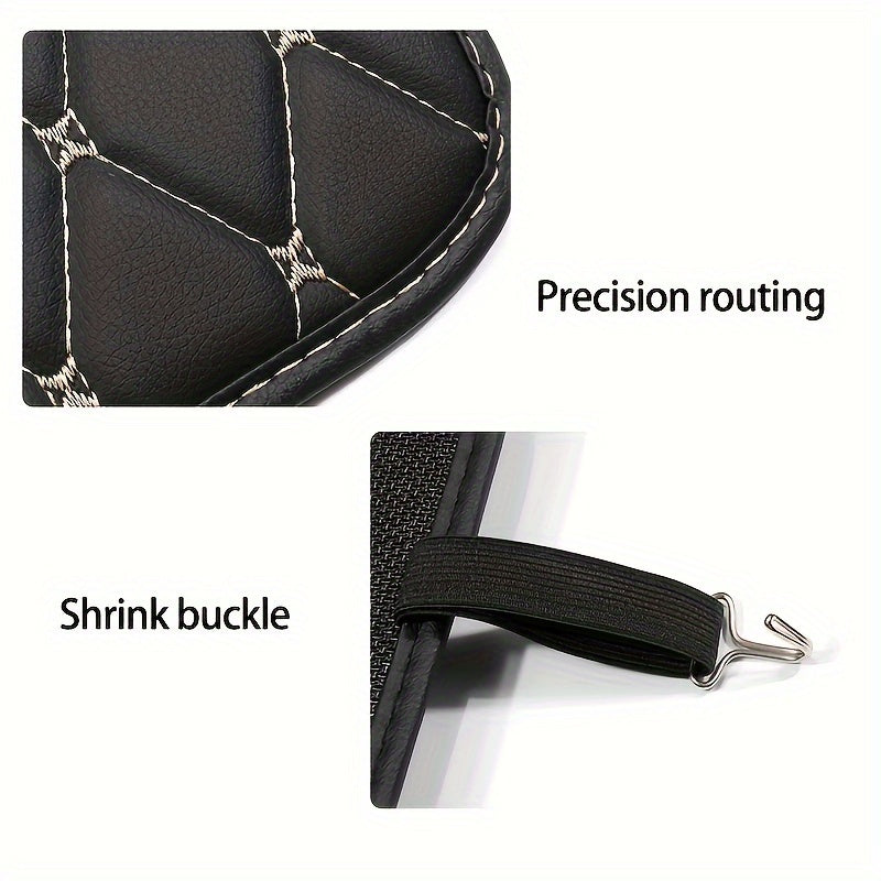 Universal PU Leather Car Seat Back Protector with Side Storage Pocket