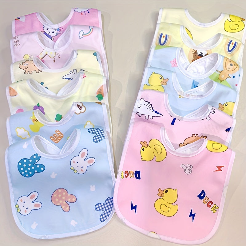 Set of 6 Soft Velvet Baby Bibs Waterproof Cartoon Design for Boys and Girls
