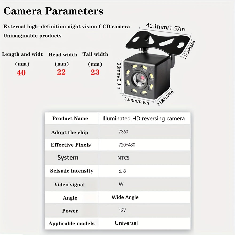 Universal Car Rear View Camera Night Vision Reversing Parking Monitor CCD