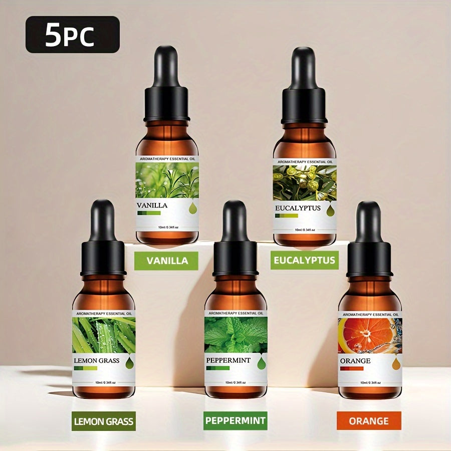 5 ta shisha aromaterapiya asosiy yog'i uchun diffuzorlar, shamlar uchun to'ldirish suyuqligi