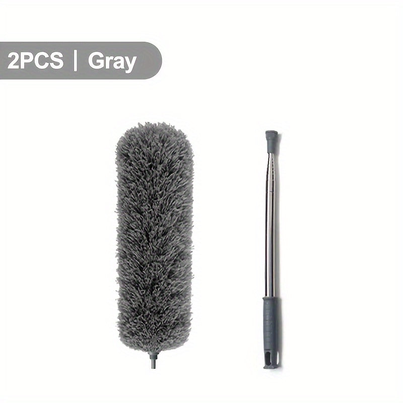 Ultra Fine Fiber Dust Collector Kit 4Pcs Extendable Rod Gray for Ceiling Fans Furniture