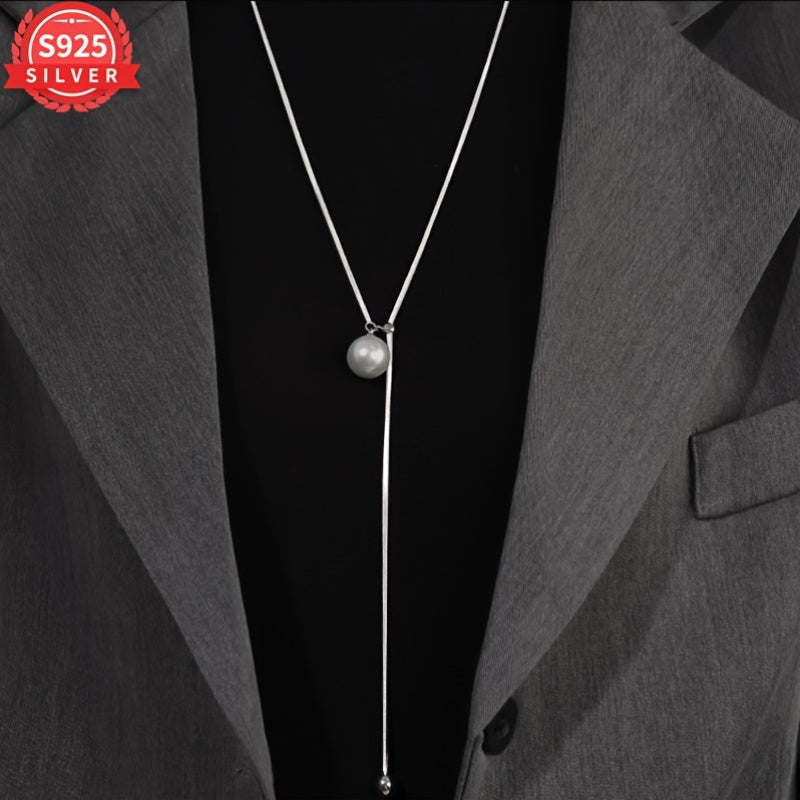 Women's Silver Y-Necklace Adjustable Hypoallergenic Minimalist Jewelry