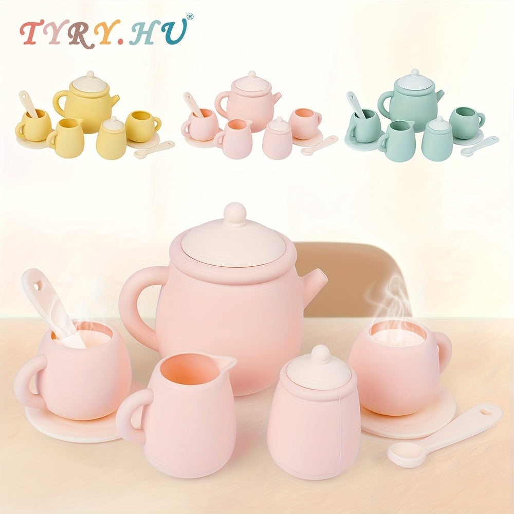 Set of 5 or 7 Silicone Tea Set Pieces BPA-Free Food-Grade Durable Soft Tableware for Kids