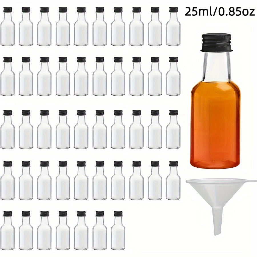 Набор мини-бутылок для алкоголя 50 штук, многоразовые пластиковые, 0,85 унций и 1,7 унций, для свадеб и вечеринок