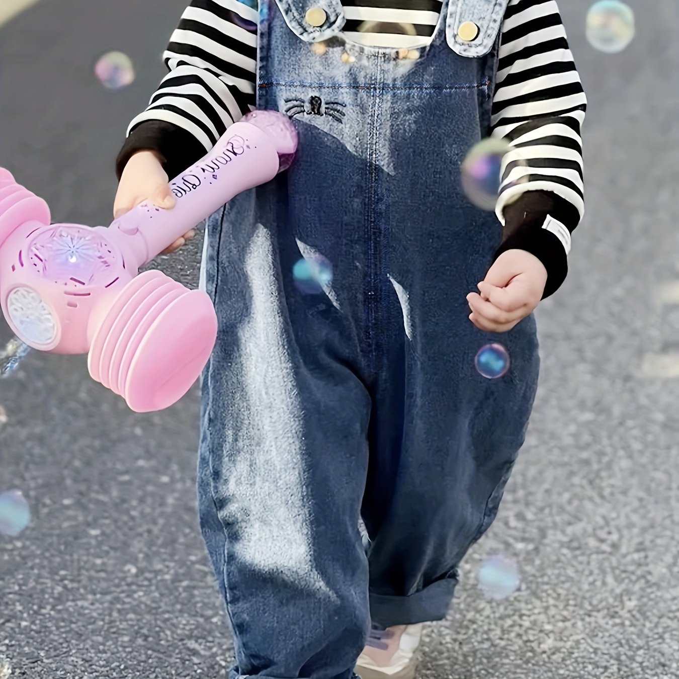 Kids Light Blue Denim Overalls with Rabbit Ear Details Casual Loose Fit for Spring and Autumn