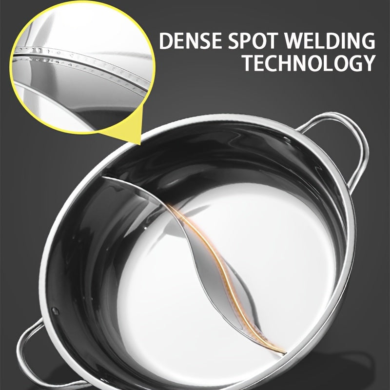 Induction-Compatible 28cm Stainless Steel Divider Cookware Dual Flavor Shabu Shabu Pot