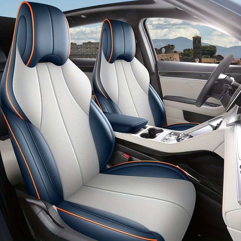 5-Seat Car Seat Covers Leather Full-Set Sporty Durable Easy Clean All-Season