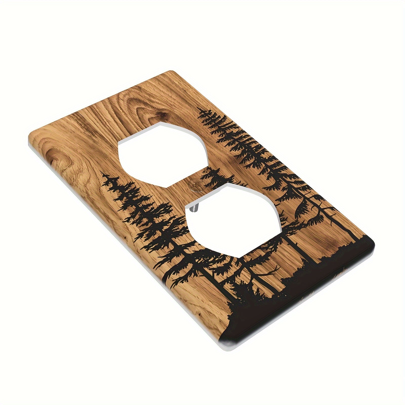 Farmhouse Pine Wood Grain Light Switch Cover No Wiring Needed Screw-In Plastic Wall Panel