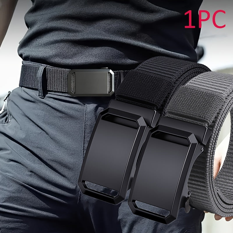 Men's Canvas Belt with Automatic Buckle for Jeans Outdoor Sports Black