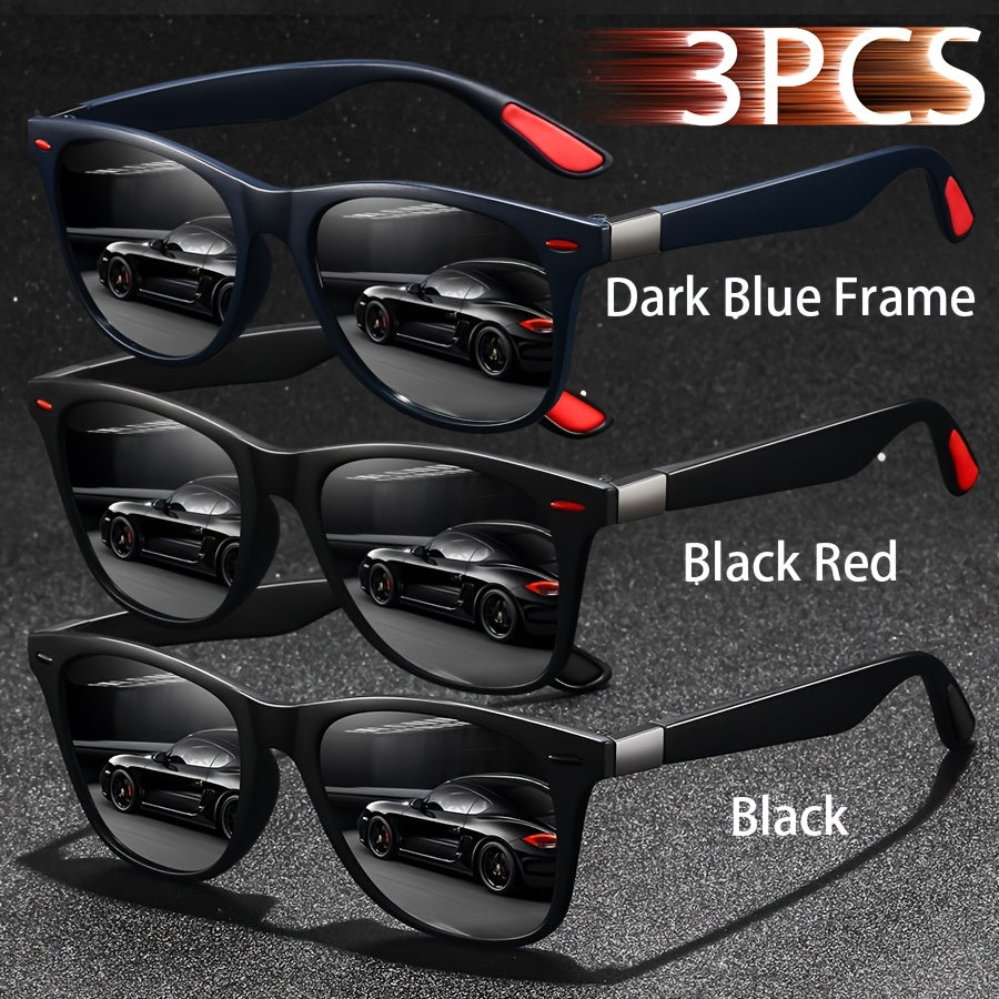 Unisex Vintage Square Glasses Full Rim Polycarbonate Frame Anti-Glare for Driving Hiking and Daily Use