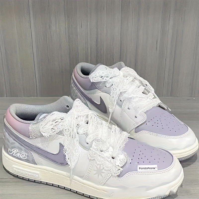 Girls Lace Ballet Shoes Black and White White Small Size Training Shoes