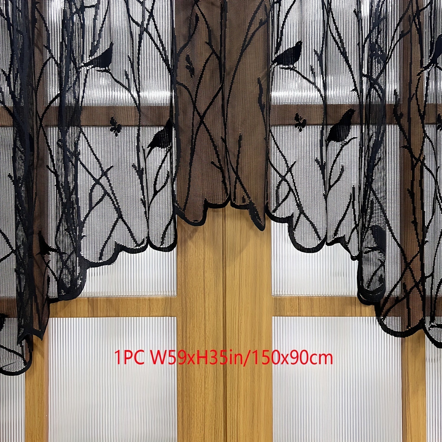White And Black Lace Valance Curtains For Kitchen Or Dining Room Windows