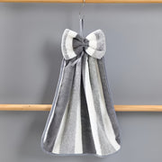 Velvet Towel with Stripes and Bow Design for Bathroom Use 1pc